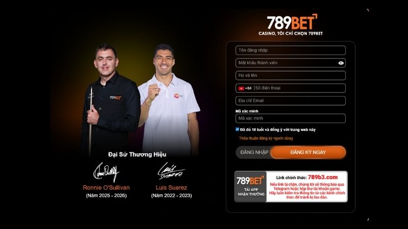 Giao diện đăng ký tài khoản 789BET trên máy tính